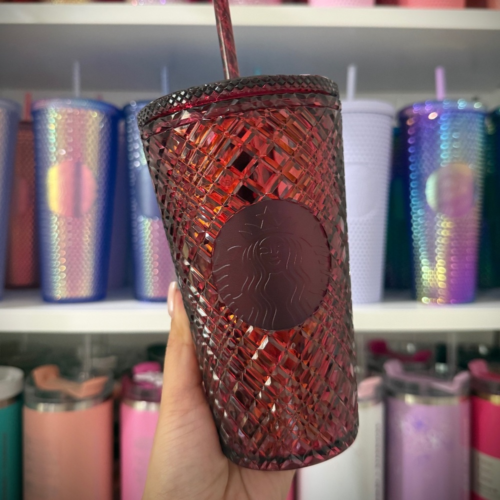 Grande Maroon Jeweled Starbucks Tumbler - Picture 1 of 1